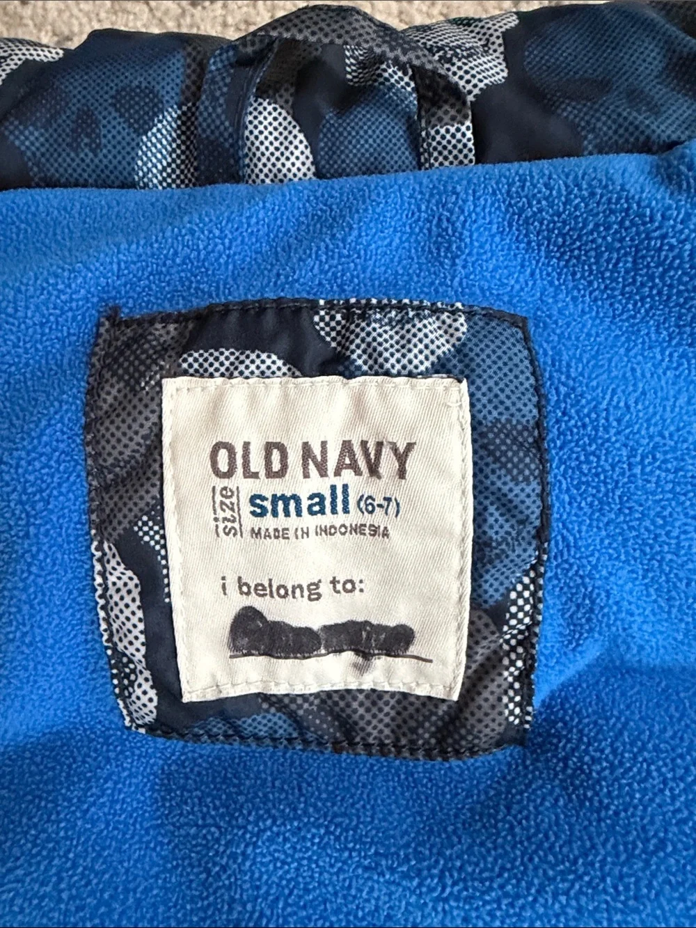 Old Navy Blue & Gray Skull Puffer Vest Size Small 6-7